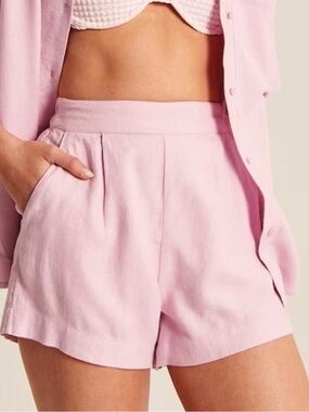 Abercrombie & Fitch High-Rise Pink Linen Blend Women’s Shorts